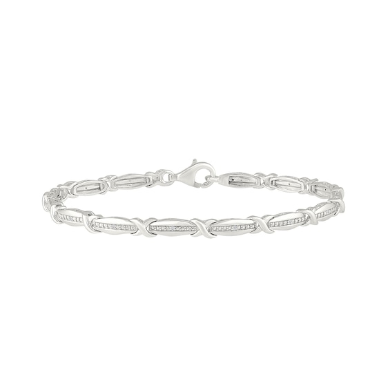 0.04 CT. T.W. Diamond X-Link Bracelet in Sterling Silver