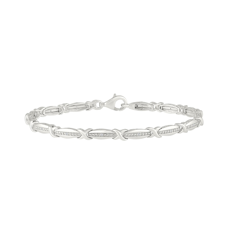0.04 CT. T.W. Diamond X-Link Bracelet in Sterling Silver