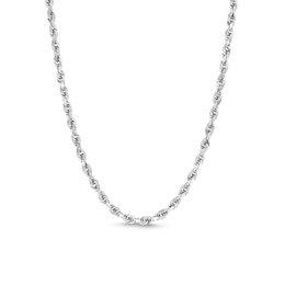 3mm Double Glitter Rope Chain Necklace in Semi Solid 10K White Gold - 22”