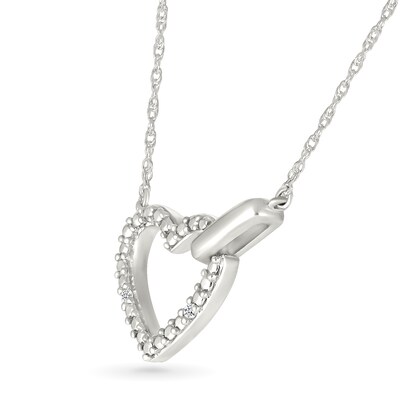 Diamond Accent Open Heart Necklace in Sterling Silver