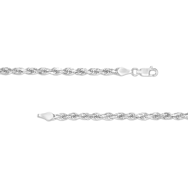 Main Image 2 of 3.85mm Glitter Rope Chain Necklace in Semi-Solid 10K White Gold - 24"