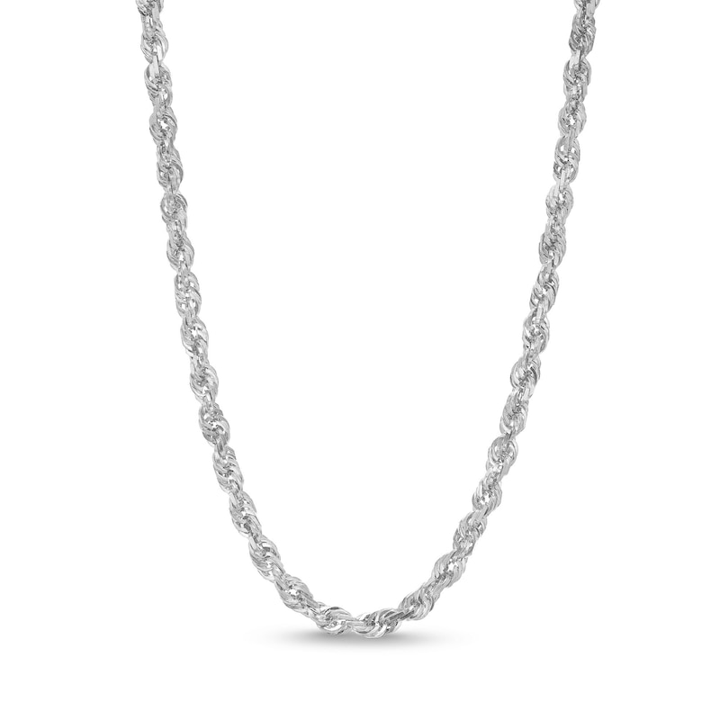 Main Image 1 of 4.4mm Glitter Rope Chain Necklace in Semi-Solid 10K White Gold - 24"