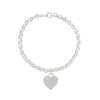 Thumbnail Image 1 of 0.065 CT. T.W. Diamond Heart Charm Bracelet in Sterling Silver - 7.5”