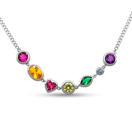 Multi-Shaped Bezel-Set Birthstone Necklace (2-7 Stones) - 17"