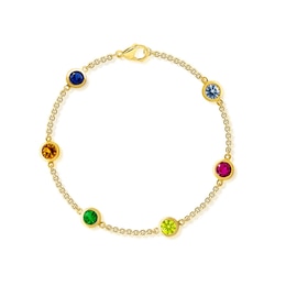 Bezel-Set Birthstone Station Bracelet (3-7 Stones) - 7.25"