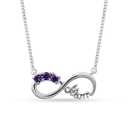Birthstone "Mom" Infinity Necklace (3 Stones) - 17"
