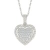 Thumbnail Image 1 of 0.18 CT. T.W. Multi-Diamond Domed Heart Frame Pendant in Sterling Silver