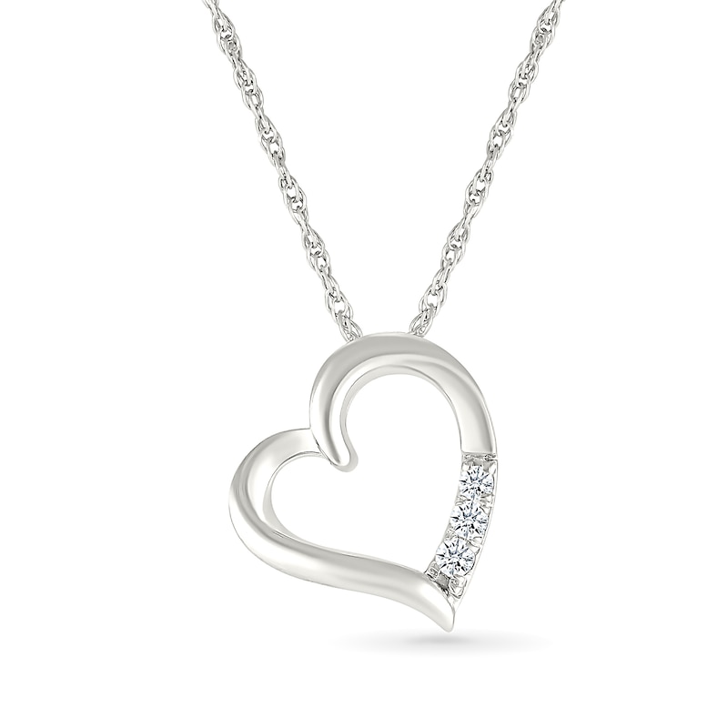 Main Image 1 of 0.04 CT. T.W. Diamond Tilted Twist Heart Pendant in Sterling Silver