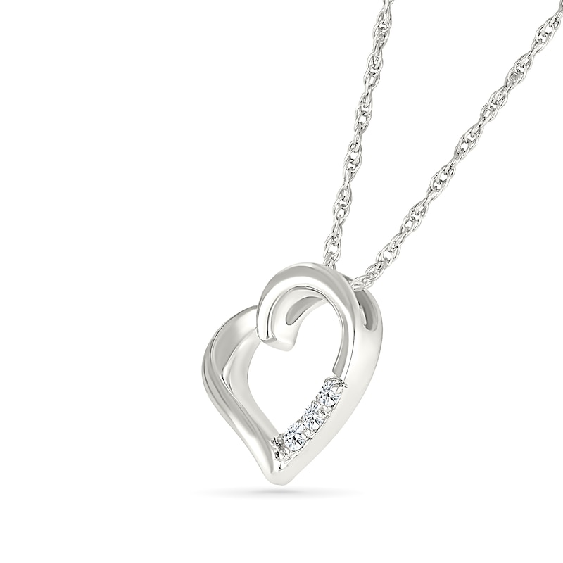 Main Image 2 of 0.04 CT. T.W. Diamond Tilted Twist Heart Pendant in Sterling Silver