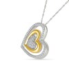 Thumbnail Image 2 of 0.23 CT. T.W. Diamond Tilted Triple Heart Pendant in Sterling Silver and 10K Gold