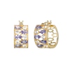 Thumbnail Image 1 of Pear-Shaped Tanzanite and White Lab-Created Sapphire Alternating Hoop Earrings in Sterling Silver with 18K Gold Plate
