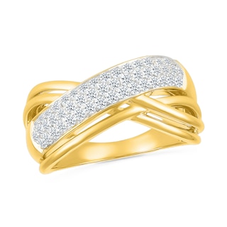 0.45 CT. T.W. Diamond Multi-Row Crossover Ring in 10K Gold