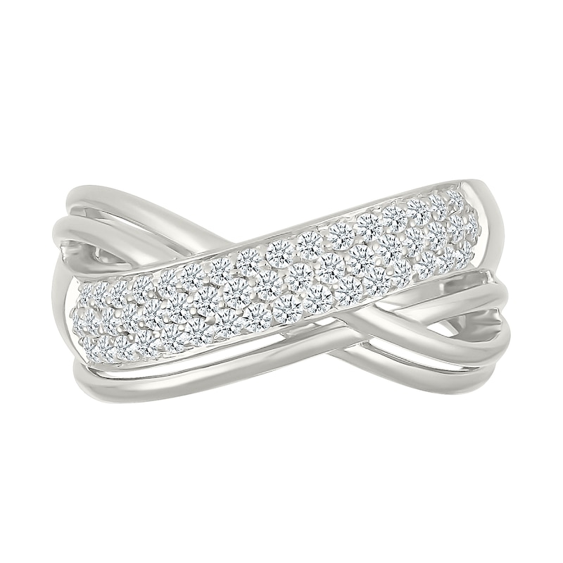 Main Image 2 of 0.45 CT. T.W. Diamond Multi-Row Crossover Ring in 10K White Gold