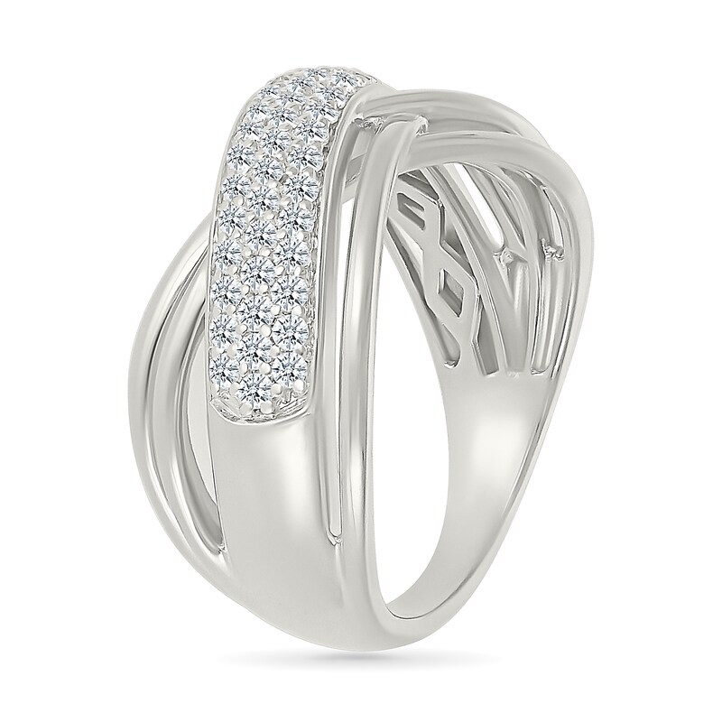 Main Image 3 of 0.45 CT. T.W. Diamond Multi-Row Crossover Ring in 10K White Gold
