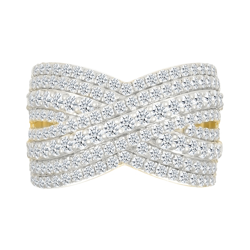 Main Image 2 of 1.95 CT. T.W. Diamond Multi-Row Crossover Ring in 10K Gold