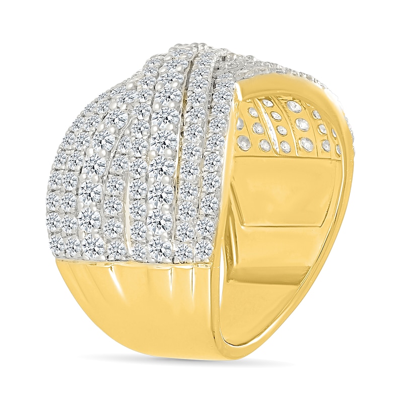 Main Image 3 of 1.95 CT. T.W. Diamond Multi-Row Crossover Ring in 10K Gold