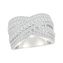 1.95 CT. T.W. Diamond Multi-Row Crossover Ring in 10K White Gold