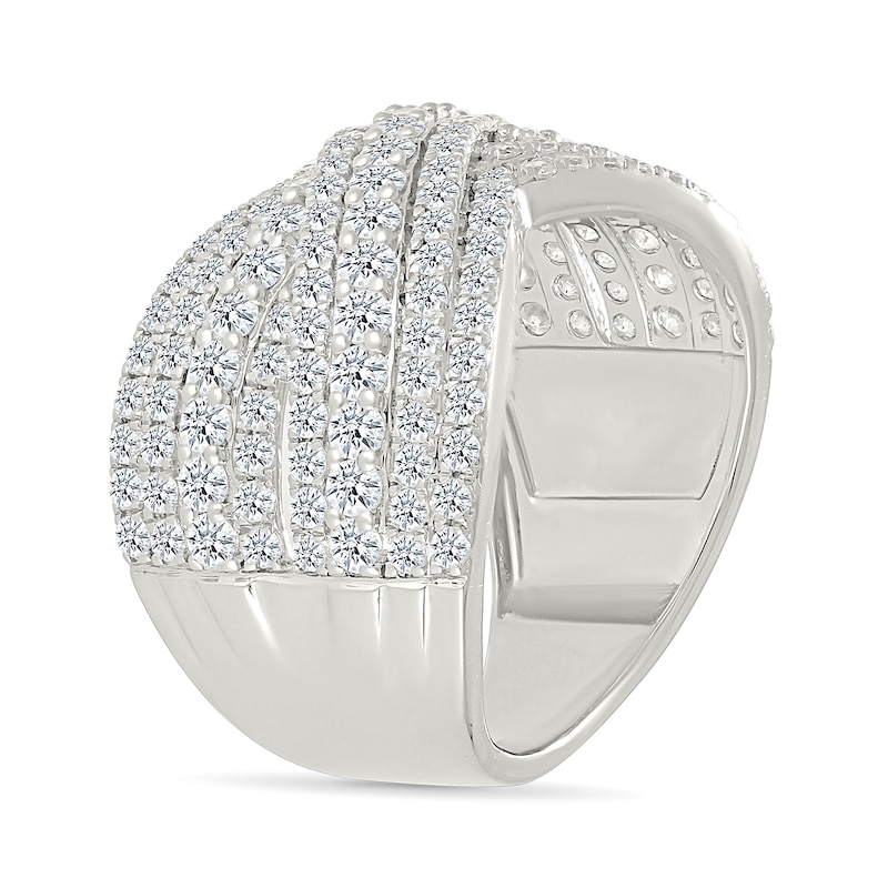 Main Image 3 of 1.95 CT. T.W. Diamond Multi-Row Crossover Ring in 10K White Gold
