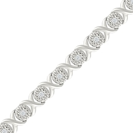 0.23 CT. T.W. Diamond “XO” Bracelet in Sterling Silver - 7.25”