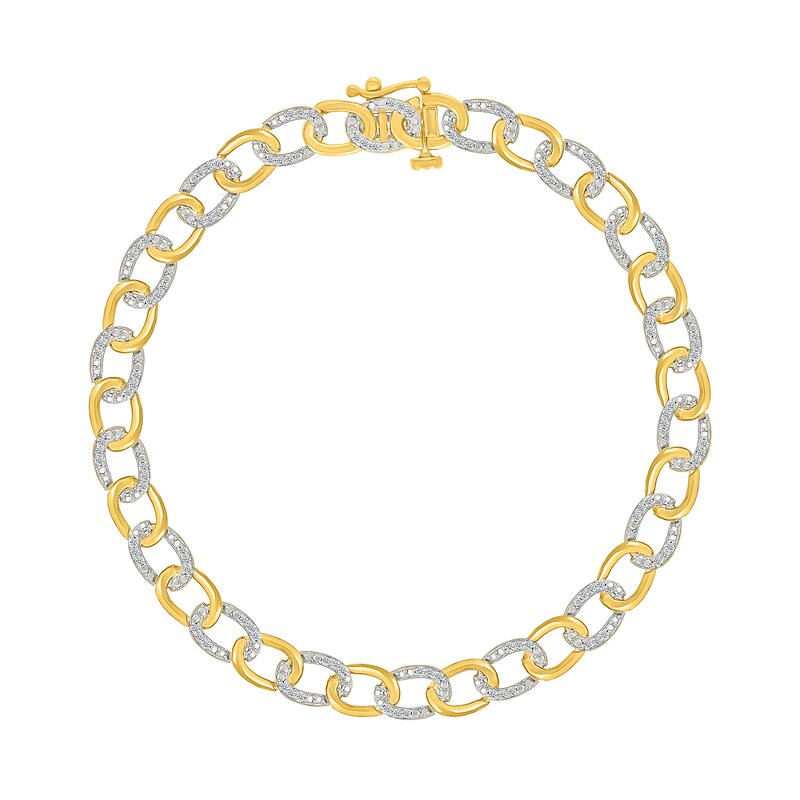 0.45 CT. T.W. Diamond Oval Link Alternating Bracelet in 10K Two-Tone Gold - 7.25”