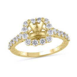 0.95 CT. T.W. Diamond Cushion-Shaped Frame Semi Mount in 14K Gold