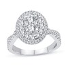 Thumbnail Image 1 of 1.23 CT. T.W. Oval-Shaped Multi-Diamond Double Frame Twist Shank Engagement Ring in 14K White Gold