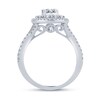 Thumbnail Image 3 of 1.23 CT. T.W. Oval-Shaped Multi-Diamond Double Frame Twist Shank Engagement Ring in 14K White Gold