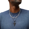 Thumbnail Image 2 of Double Strand Cross Necklace and Link Chain Bracelet Set in Stainless Steel and Black Ion Plate - 22"