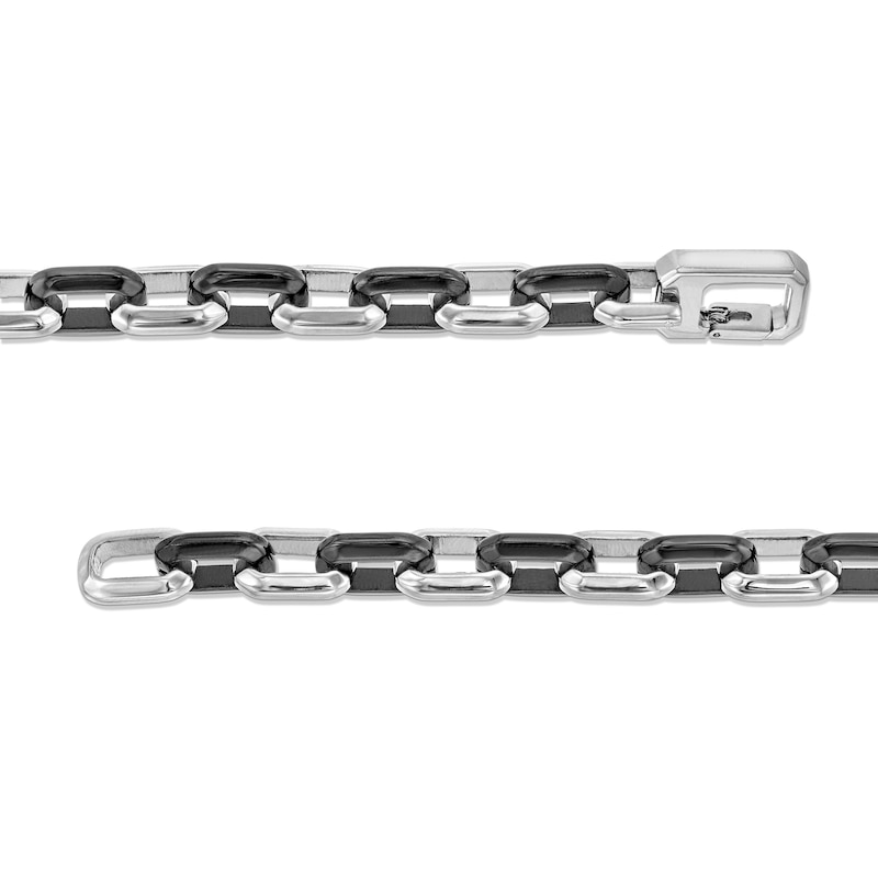 Main Image 5 of Double Strand Cross Necklace and Link Chain Bracelet Set in Stainless Steel and Black Ion Plate - 22"