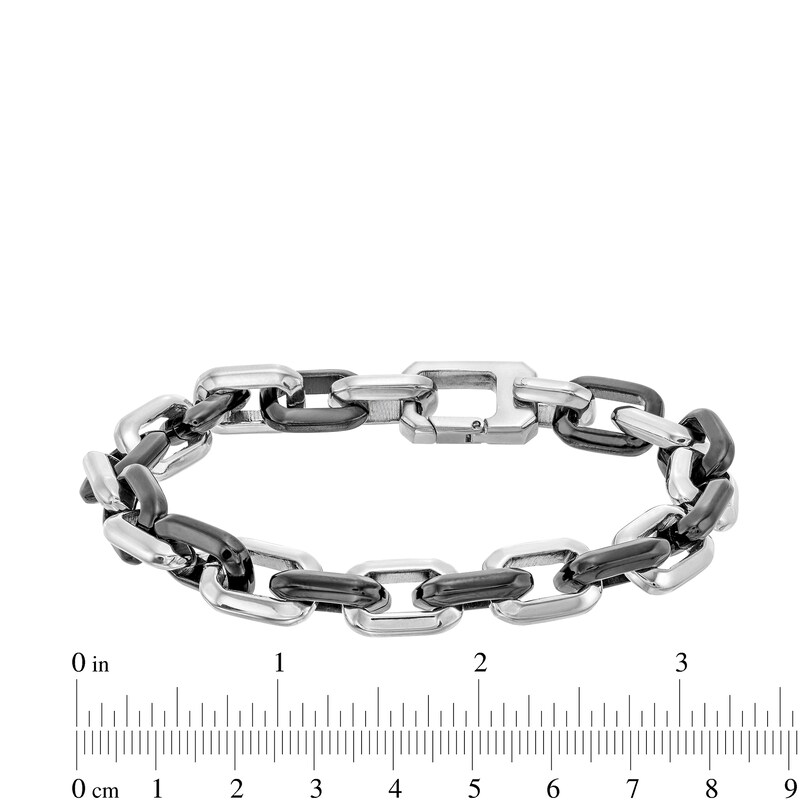Main Image 6 of Double Strand Cross Necklace and Link Chain Bracelet Set in Stainless Steel and Black Ion Plate - 22"