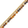 Thumbnail Image 1 of 6.0mm Tiger’s Eye Bead and Chain Double-Strand Bracelet in Stainless Steel with Yellow Ion Plate - 8.5”