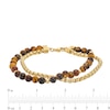Thumbnail Image 4 of 6.0mm Tiger’s Eye Bead and Chain Double-Strand Bracelet in Stainless Steel with Yellow Ion Plate - 8.5”