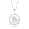 Thumbnail Image 1 of 0.085 CT. T.W. Diamond Capricorn Zodiac Sign Rope-Textured Frame Disc Pendant in Sterling Silver