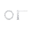 Thumbnail Image 1 of 0.12 CT. T.W. Diamond Twist Hoop Earrings in Sterling Silver