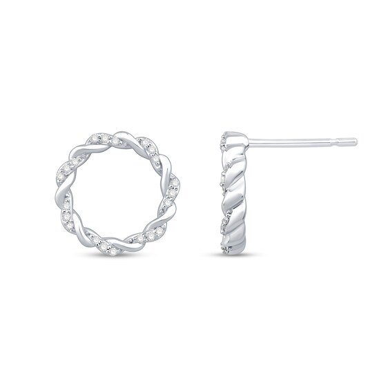 0.12 CT. T.W. Diamond Twist Hoop Earrings in Sterling Silver