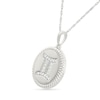 Thumbnail Image 2 of 0.085 CT. T.W. Diamond Gemini Zodiac Sign Rope-Textured Frame Disc Pendant in Sterling Silver