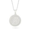 Thumbnail Image 1 of 0.085 CT. T.W. Diamond Sagittarius Zodiac Sign Rope-Textured Frame Disc Pendant in Sterling Silver