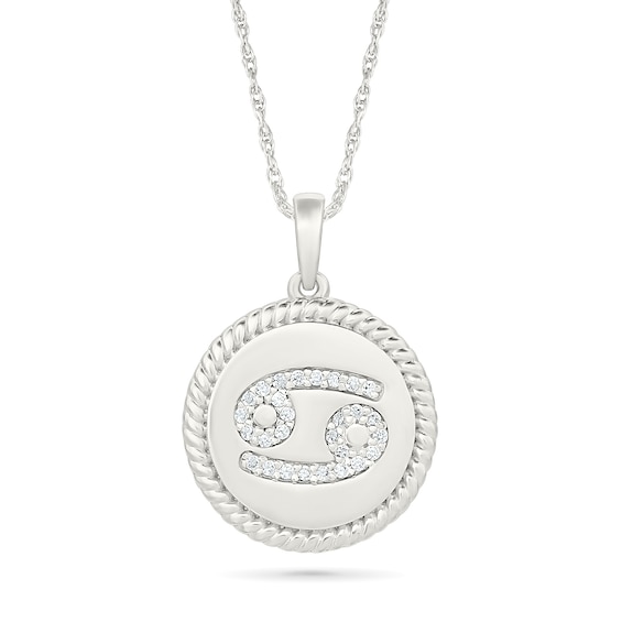 0.085 CT. T.w. Diamond Cancer Zodiac Sign Rope-Textured Frame Disc
