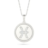 Thumbnail Image 1 of 0.085 CT. T.W. Diamond Pisces Zodiac Sign Rope-Textured Frame Disc Pendant in Sterling Silver