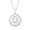 Thumbnail Image 1 of 0.085 CT. T.W. Diamond Libra Zodiac Sign Rope-Textured Frame Disc Pendant in Sterling Silver