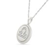 Thumbnail Image 2 of 0.085 CT. T.W. Diamond Libra Zodiac Sign Rope-Textured Frame Disc Pendant in Sterling Silver