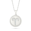 Thumbnail Image 1 of 0.085 CT. T.W. Diamond Aries Zodiac Sign Rope-Textured Frame Disc Pendant in Sterling Silver