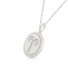 Thumbnail Image 2 of 0.085 CT. T.W. Diamond Aries Zodiac Sign Rope-Textured Frame Disc Pendant in Sterling Silver
