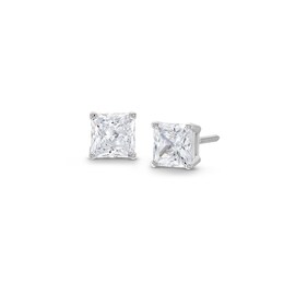 2.00 CT. T.W. Princess-Cut Certified Lab-Grown Diamond Solitaire Stud Earrings in 14K White Gold (F/SI2)