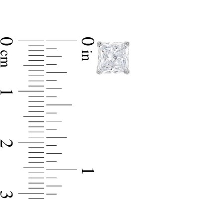 2.00 CT. T.W. Princess-Cut Certified Lab-Created Diamond Solitaire Stud Earrings in 14K White Gold (F/SI2)