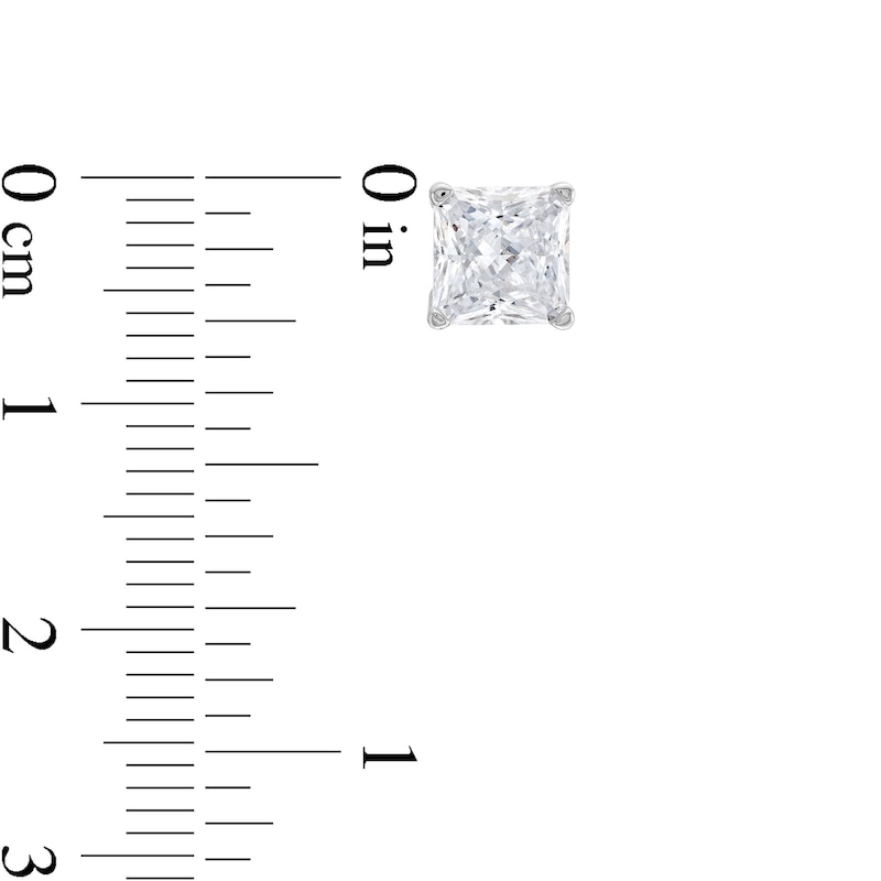 2.00 CT. T.W. Princess-Cut Certified Lab-Created Diamond Solitaire Stud Earrings in 14K White Gold (F/SI2)