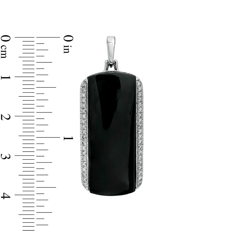 Previously Owned - Onyx and 0.30 CT. T.W. Diamond Edge ID Necklace Charm in 10K White Gold