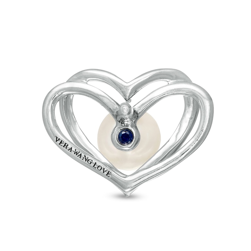 Previously Owned - The Kindred Heart from Vera Wang Love Collection Freshwater Cultured Pearl and Diamond Stud Earrings in Sterling Silver