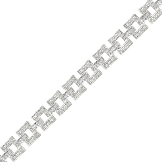 0.23 CT. T.W. Diamond Rectangle Link Bracelet in Sterling Silver - 7.25”