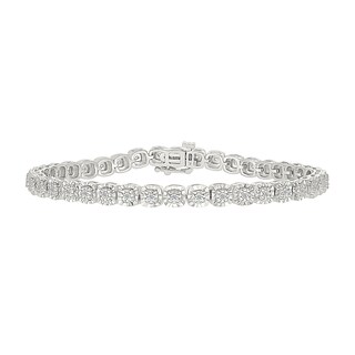 0.23 CT. T.W. Diamond Cushion-Shaped Link Bracelet in Sterling Silver - 7.25”